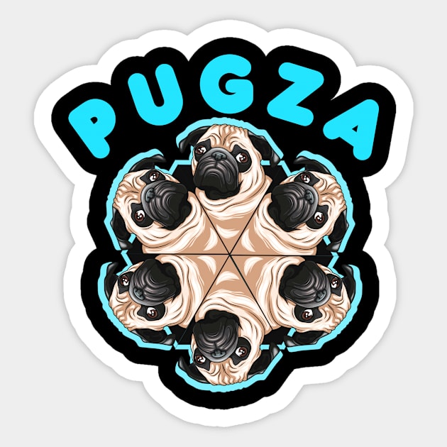 Pugza, It Ain't Pizza. It's PUGZA! Funny Design For Pug Mommy/Daddy/Pug Lover Sticker by A -not so store- Store